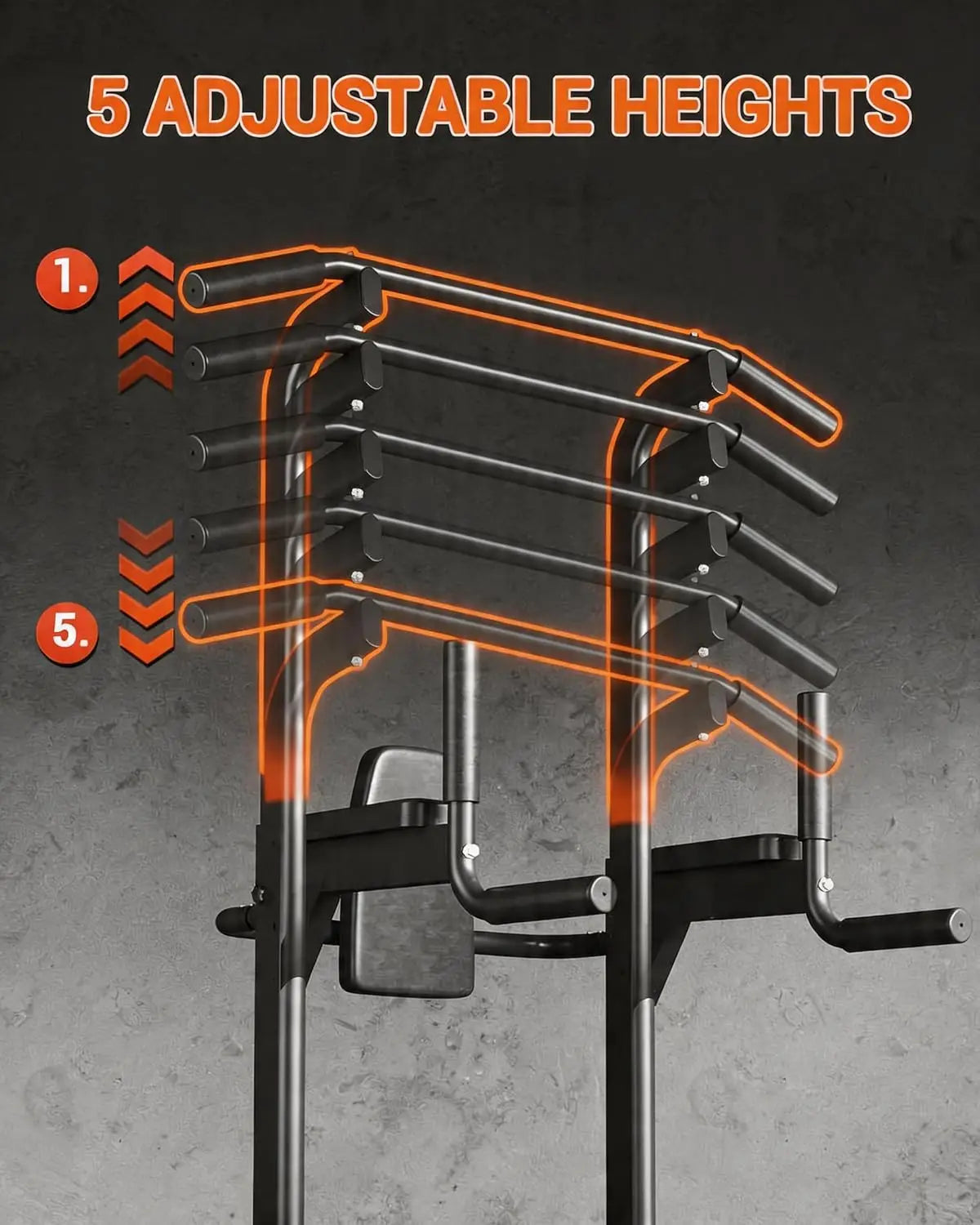 Power Tower Pull Up Bar for Home Gym, 450lbs Heavy Duty Capacity, Multi-Function Dip Station with Adjustable Height, Full Body Strength Training Equipment for Pull-Ups, Dips, Leg Raises, Carbon Steel Fitness Rack