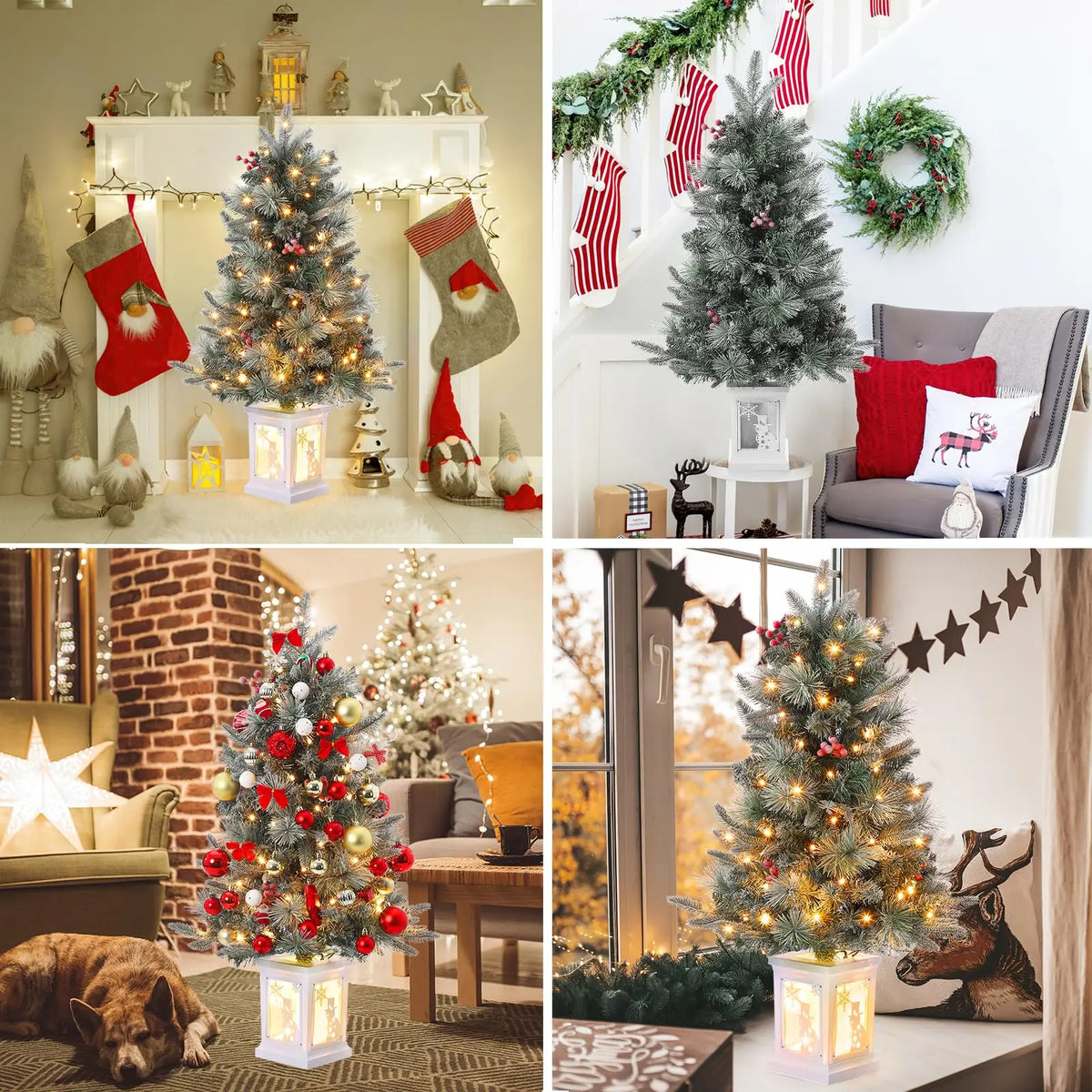 Battery Powered Artificial Christmas Tree With Led Lights And Timer