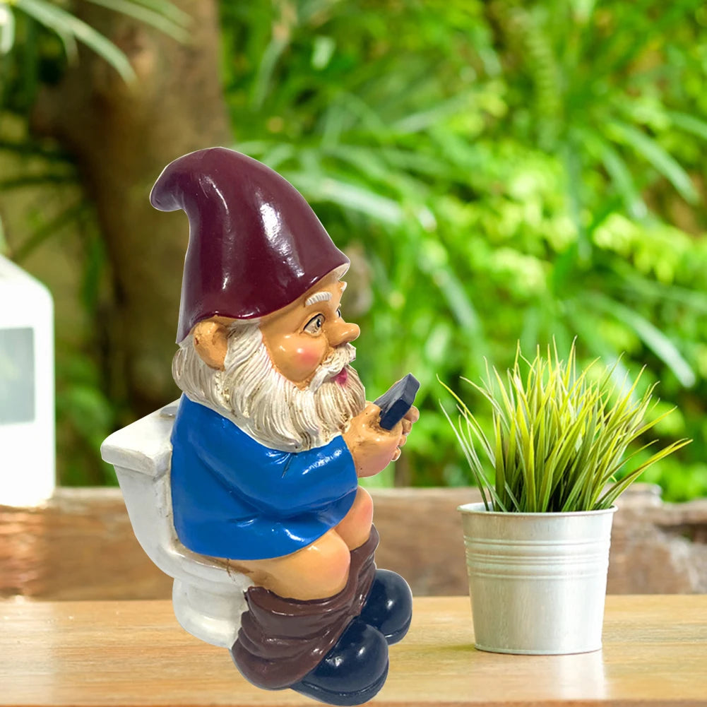 Cartoon Dwarf Resin Figurine Sculpture For Outdoor Garden Decor