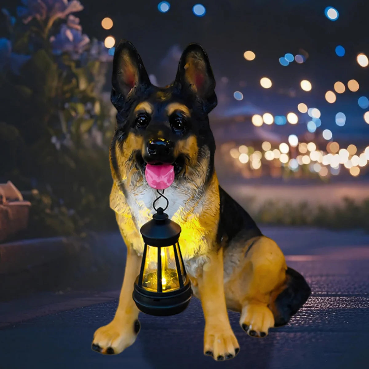 Outdoor Garden Solar Statue Light, Garden Solar Powered Shepherd Dog Labrador Retriever Statue Light, Resin Solar Powered Statue Decoration of German Shepherd Dog Labrador Retriever with Lantern, for Yard Patio Lawn Balcony H