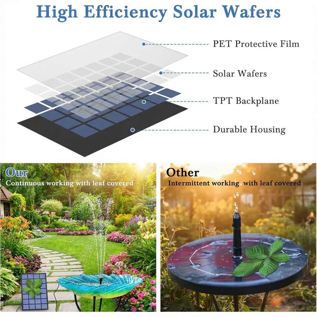 Solar Water Fountain Pump With Six Nozzles For Garden Ponds