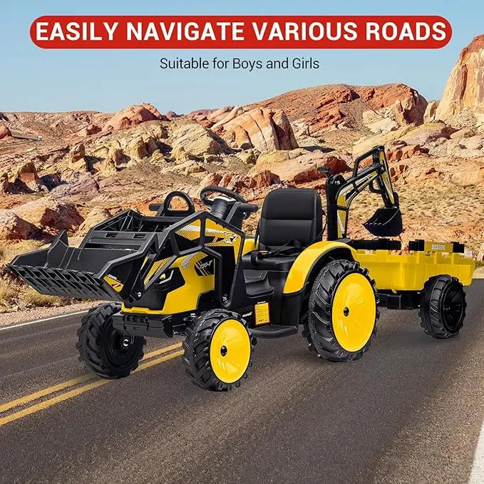 Kids Electric Ride On Tractor With Excavator Bulldozer Remote Control