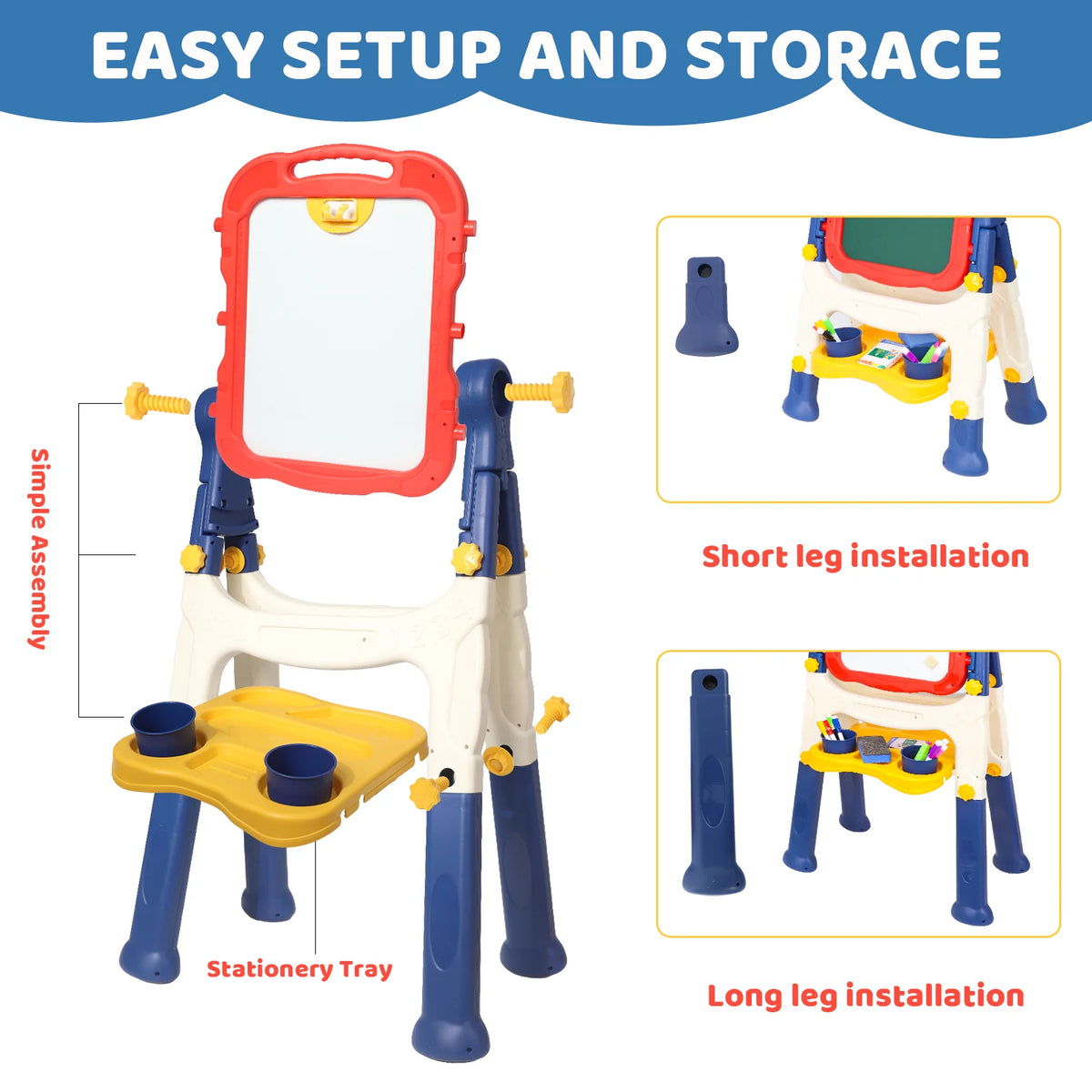 Kids' Art Easel, Adjustable Standing Rotatable Double-Sided Easel with Painting Additions for Youngsters Boys And Girls Age 3+ Years Old, Standing Art Easel, Ideal Birthday/Christmas/New Year Gifts for Kids