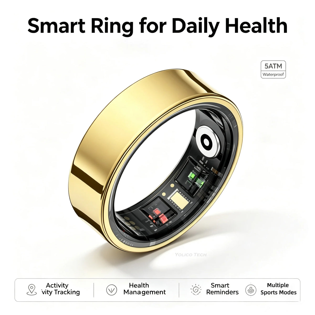 Smart Health Ring Body Temp Heart Rate Blood Oxygen Sleep Monitor 5ATM Waterproof Bluetooth 5.2 with Charging Case QRing APP