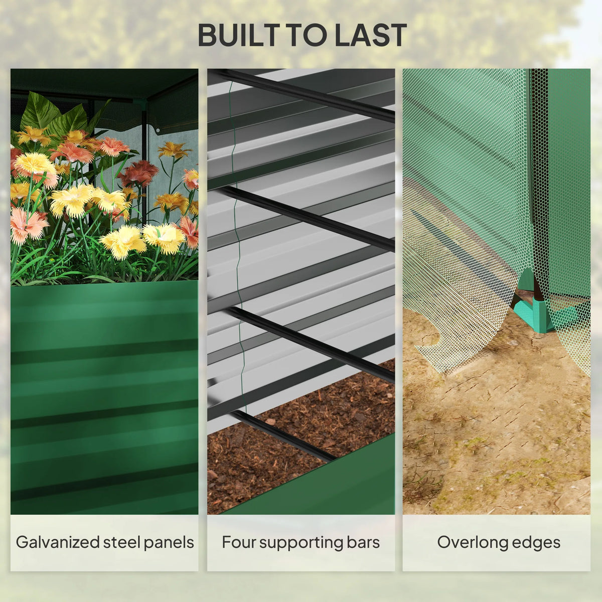 Galvanized Raised Garden Bed with Crop Cage & Shade Cloth, Green