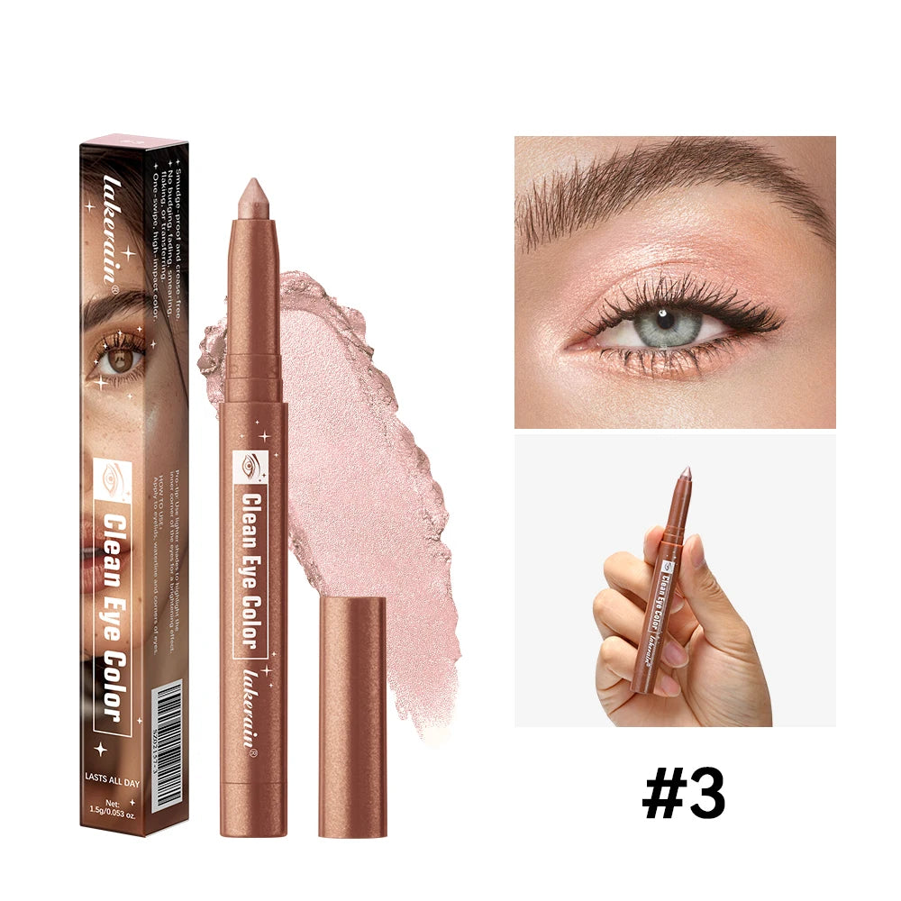 Shimmer Cream Eyeshadow Stick Waterproof Metallic Eye Shadow Crayon Blendable Long Lasting Glitter Eye Brightener Stick Daily Eye Makeup Cosmetic