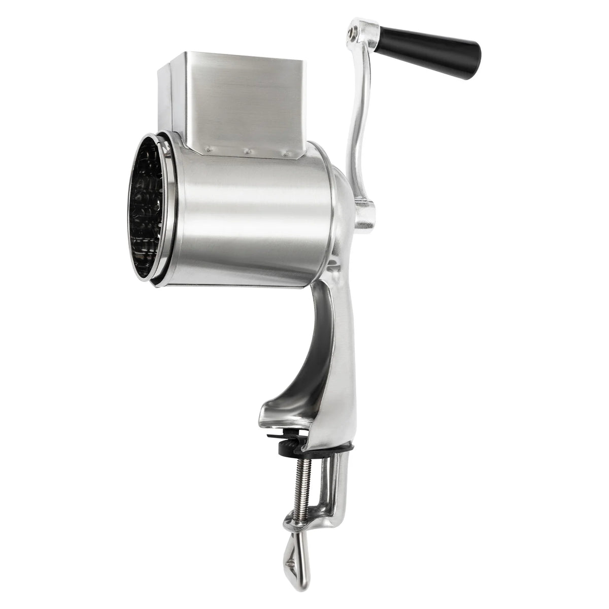Stainless Steel Rotary Grater, Manual Drum Vegetable Slicer, 5 Interchangeable Blades, Safe Hand Crank Cutter for Potato Onion Carrot Salad