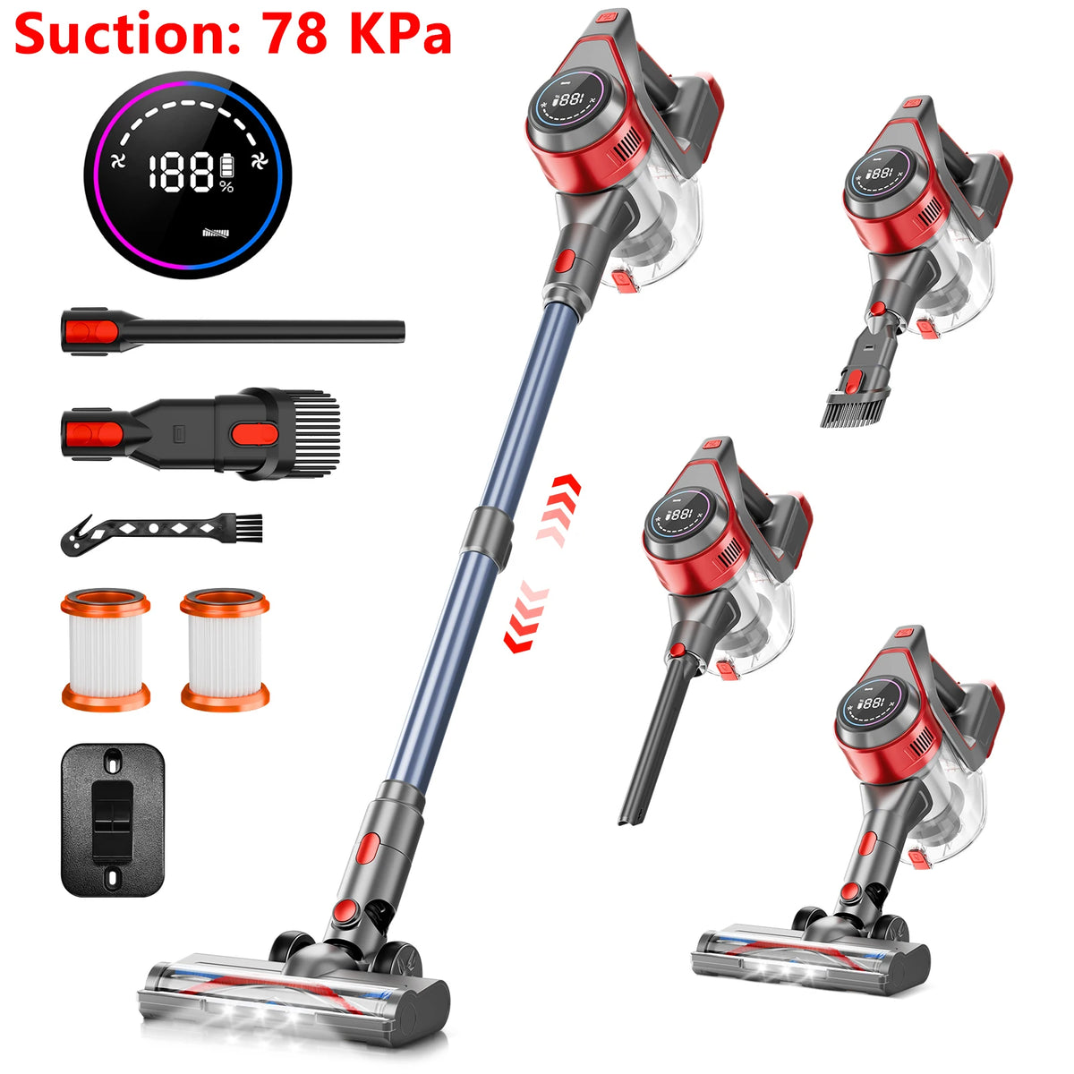 Honki Cordless Wet And Dry Vacuum Cleaner With LED Display