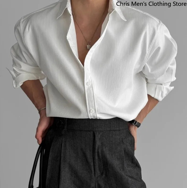 A Must-have Business Casual Shirt for Stylish Men, Men's Wear Made of Textured Fabric High-end Quality Fashionable Men's Shirts