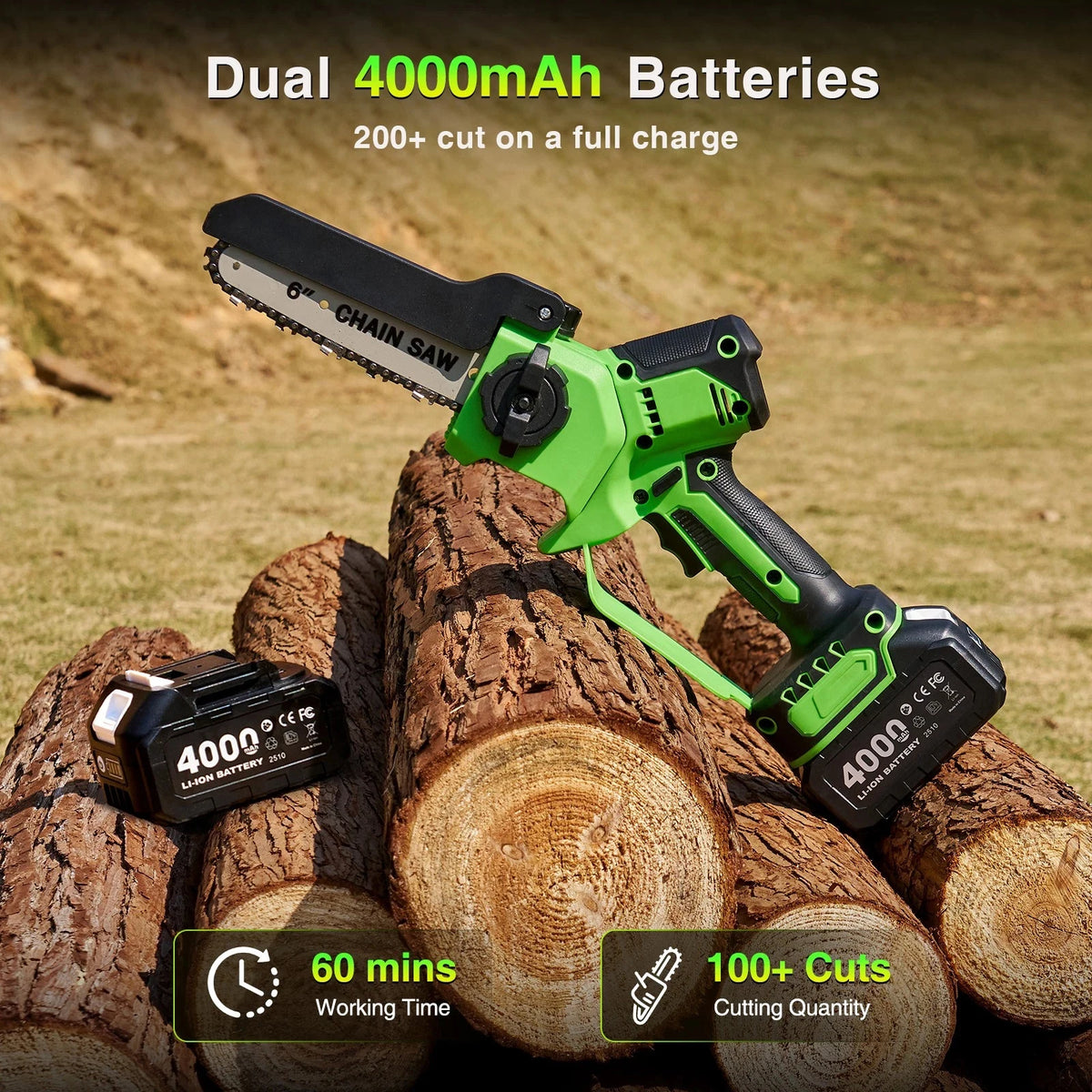 Taskstar Cordless Brushless Pruning Chain Saw for Garden Tree Trimming