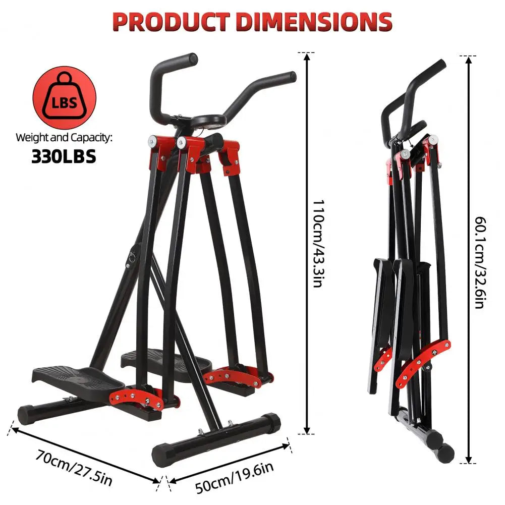Cross Trainer Glider, 330LBS Load Bearing Air Walker Exercise Machine, Foldable Elliptical Cross Trainer With LCD Monitor