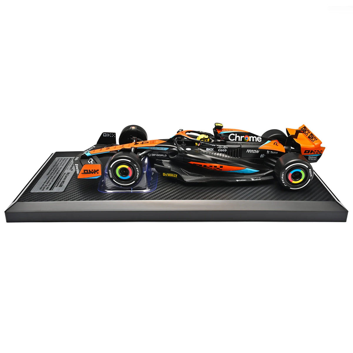 1:24 Scale McLaren MCL60 Diecast Alloy Model, 2023 Australian GP #4 Racing Car with Steering Wheels Base Collectible Display Gift