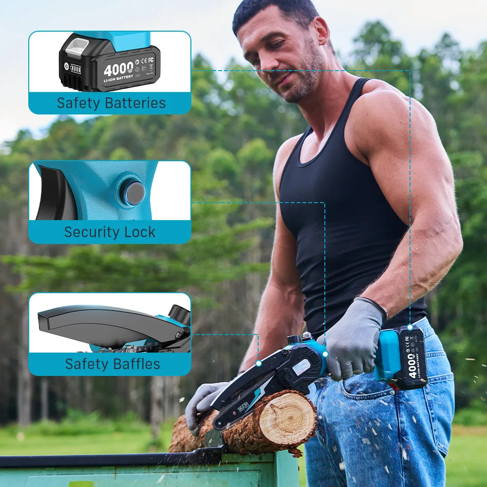 Seesii Cordless Mini Chainsaw Rechargeable Handheld Wood Saw