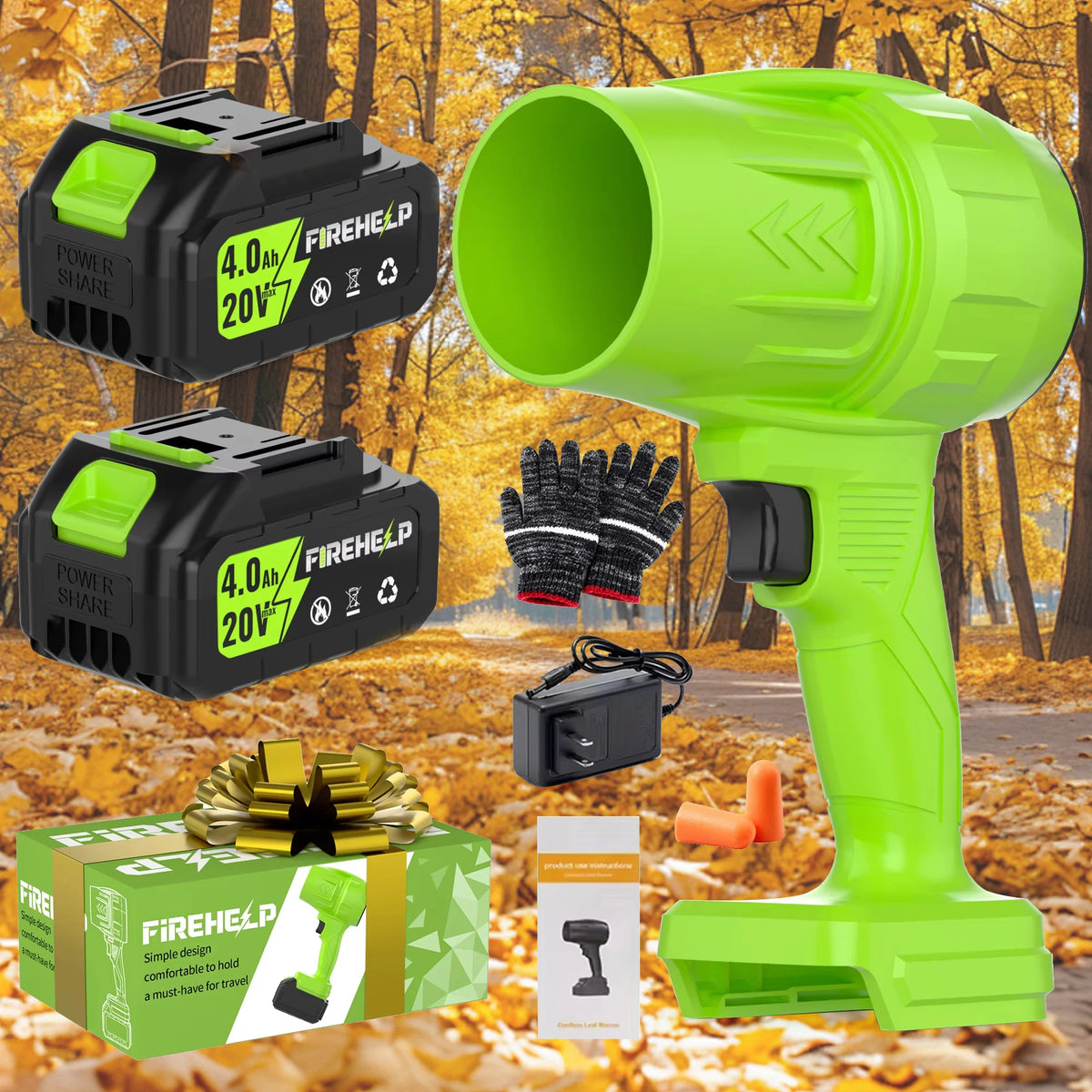 FIREHELP Cordless Leaf Blower Electric Jet Blower, Portable Dust Remover, Handheld Blower – 200 MPH Air Speed, 765 CFM Air Volum