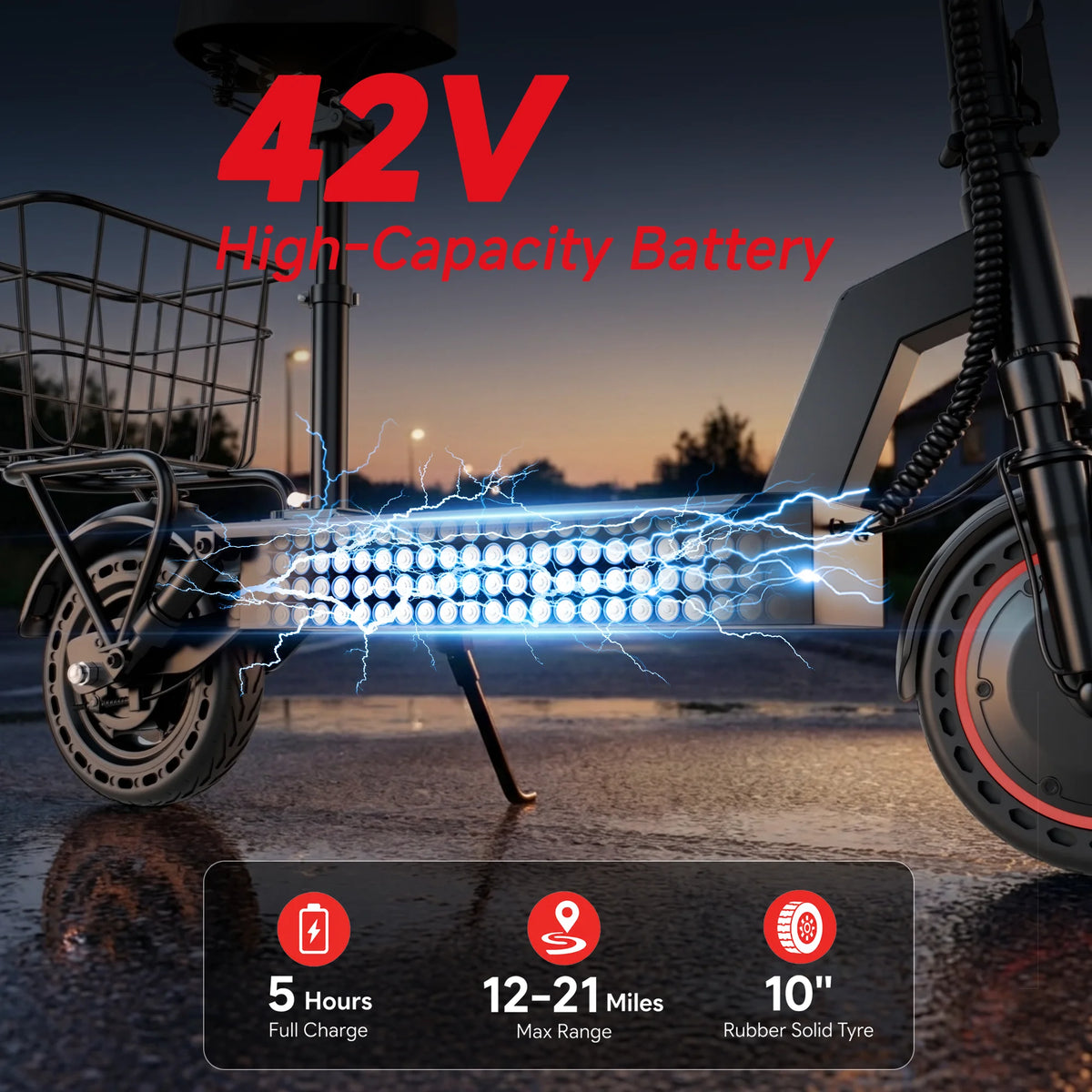AOVOPRO 500W Foldable Electric Bicycle With Basket And Dual Suspension