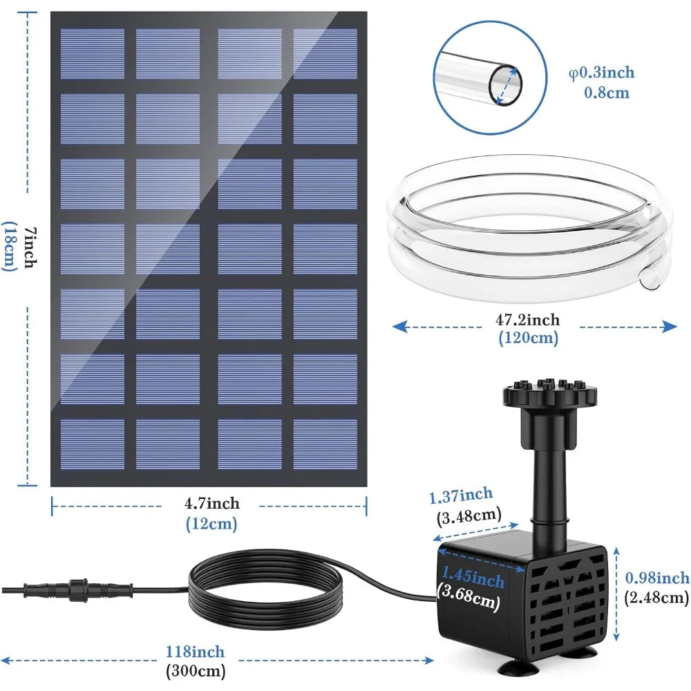Solar Water Fountain Pump With Six Nozzles For Garden Ponds