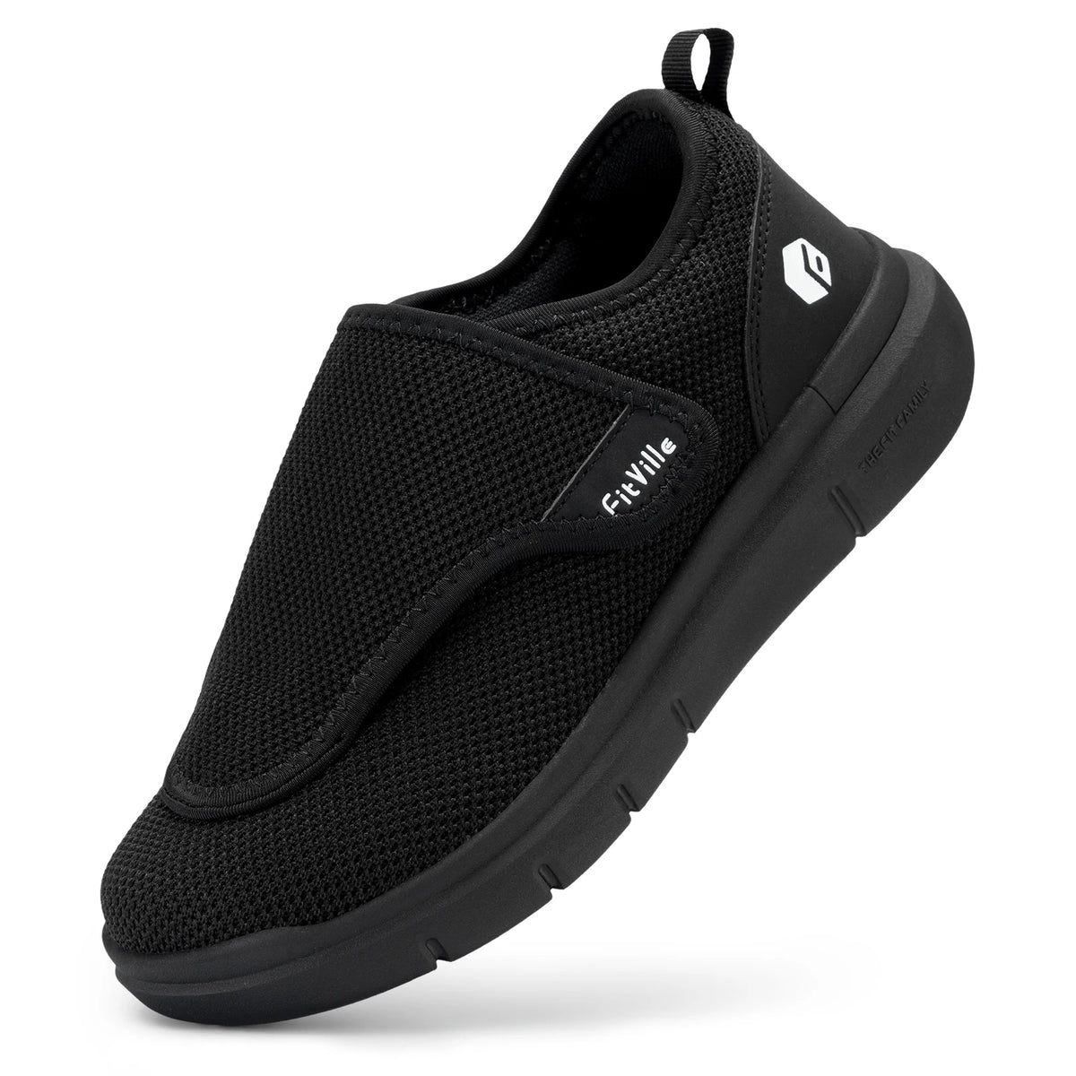FitVille Extra Wide Men's Diabetic Shoes for Elder Orthopedics Feet Swollen Adjustable Walking Shoe Elderly Foot Pain Relief