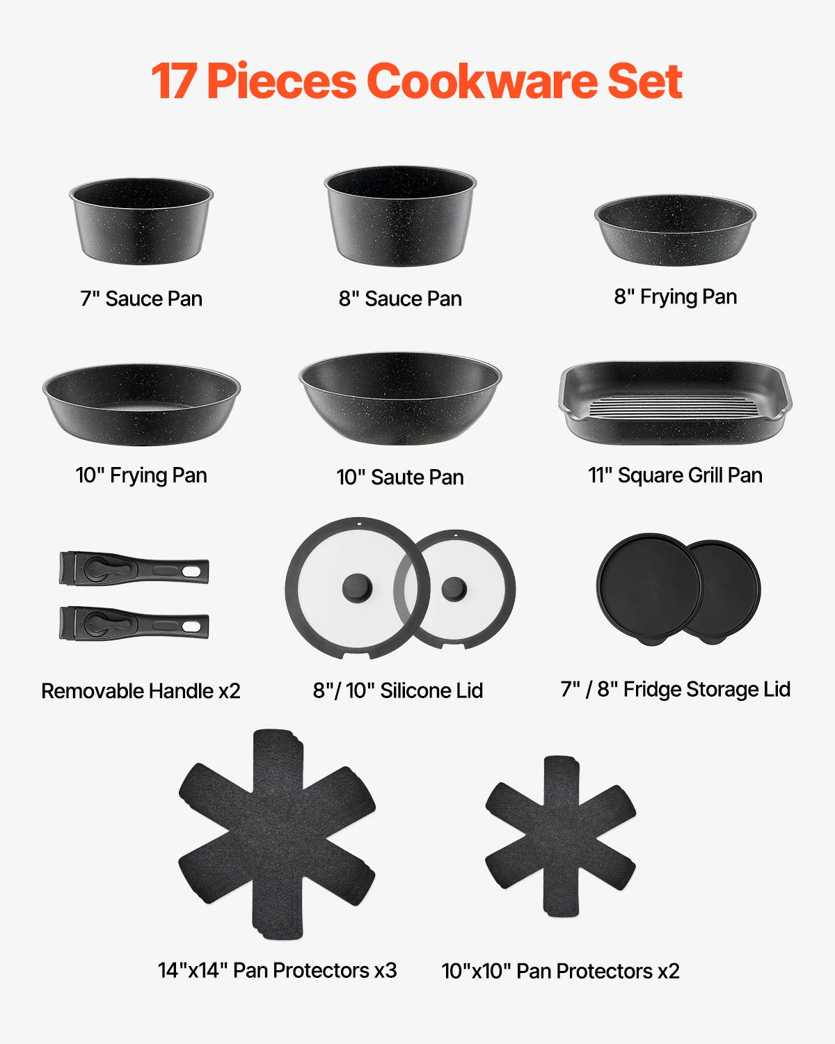 SucceBuy Nonstick Granite Cookware Set With Pots And Pans