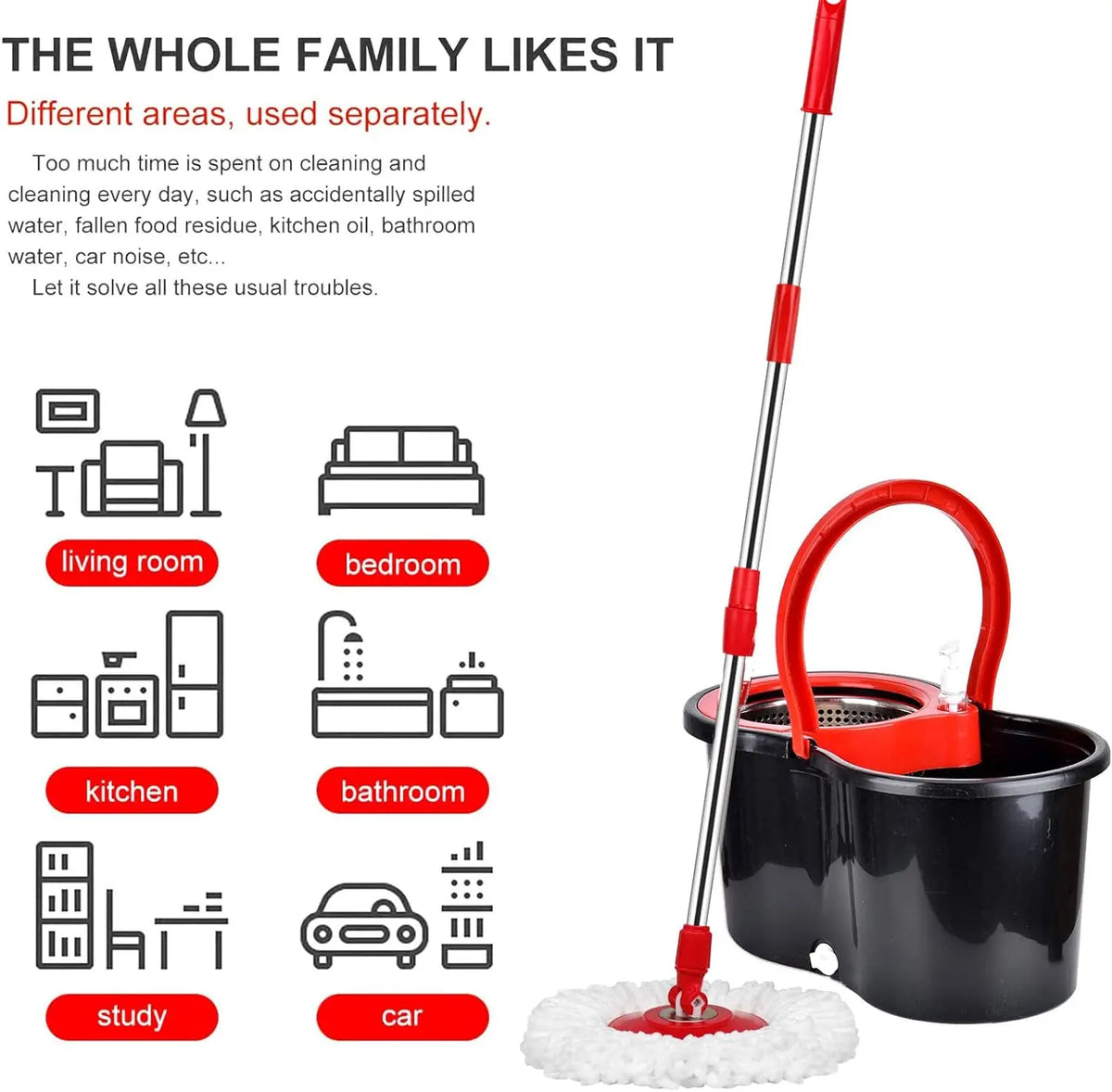 360 Degree Spin Mop Bucket Set With Microfiber Wring System
