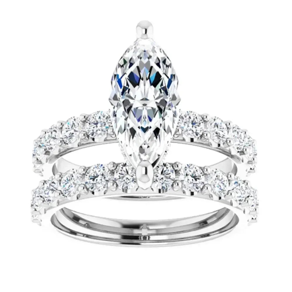 New 925 Sterling Silver 5CT Moissanite Horse Eye Ring Set for Women, Fashionable and Shiny Matching Rings, Wedding Gifts, Banquet Ring Accessories, Valentine's Day Gifts, Birthday Accessories, the Best Gift for Good Friends
