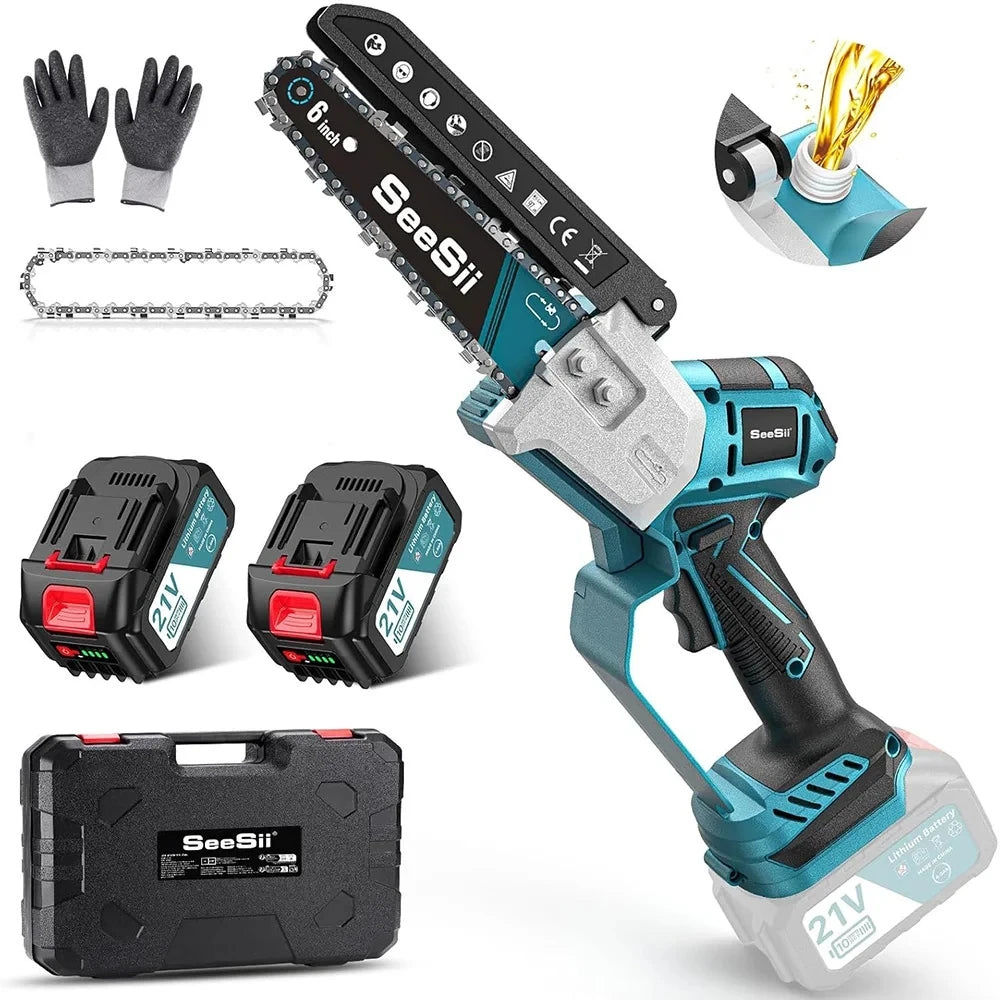 Seesii Cordless Mini Chainsaw Rechargeable Handheld Wood Saw