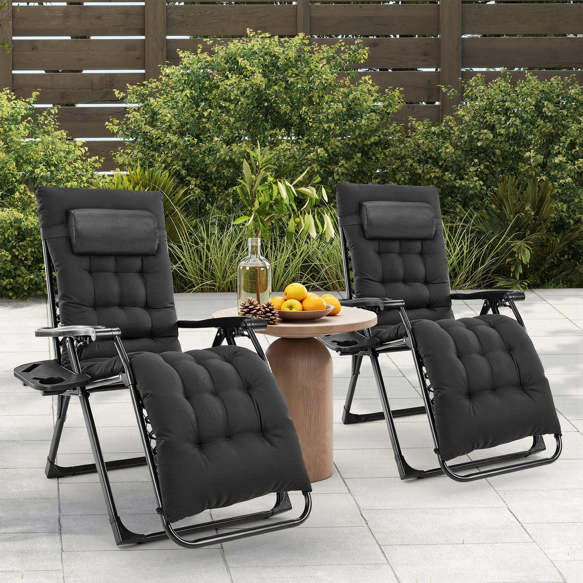 JHK Zero Gravity Folding Outdoor Lounge Chair With Cup Holder
