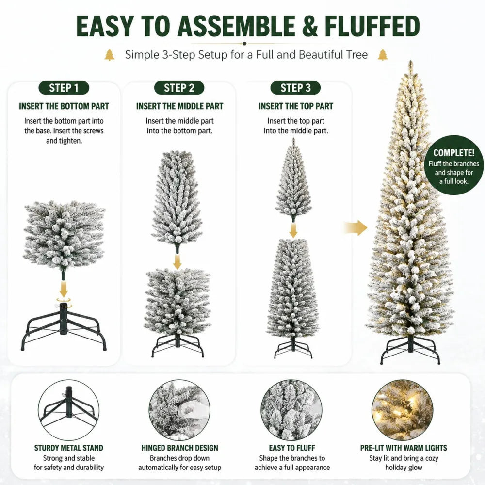 Slim Pre Lit Artificial Christmas Tree With Warm Lights