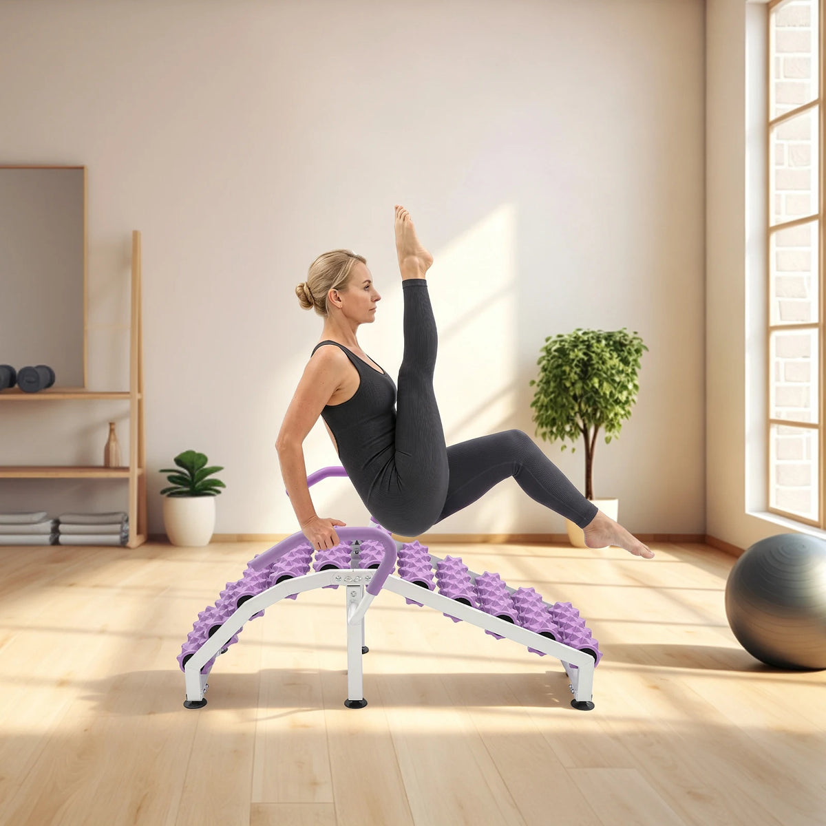Multifunctional Folding Yoga Chair With Back Stretcher And Handles
