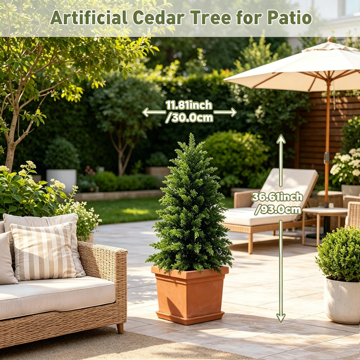 Realistic Artificial Cedar Topiary Trees For Home Garden Decor