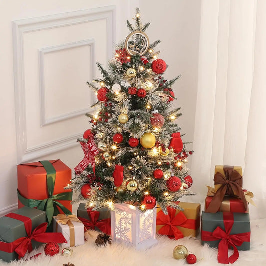 3ft Mini Christmas Tree Pre-Lit Artificial Tree with 78 Warm White Lights Tabletop Christmas Tree with Timer Function Xmas Decor