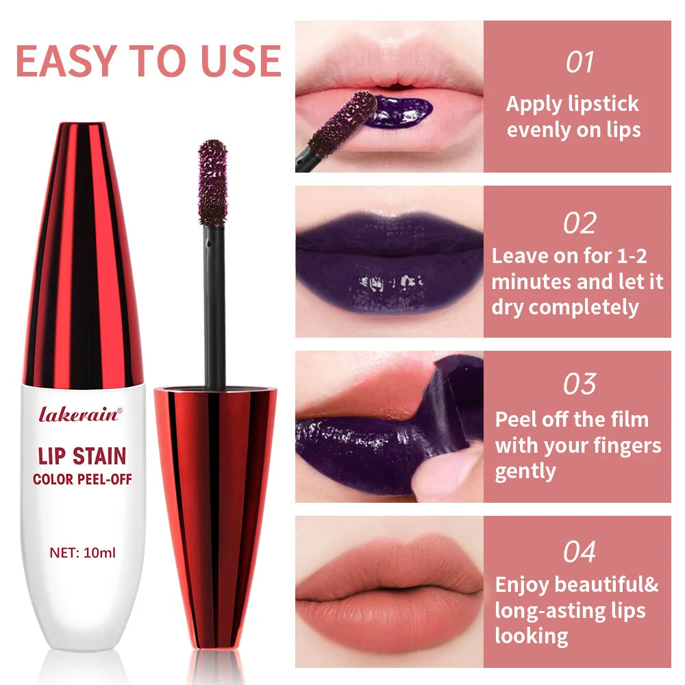 Peel Off Lip Stain Tattoo Tint Long Lasting Waterproof Smudge Transfer Proof Rich Pigment Natural Vivid Lip Color Lightweight Daily Lip Makeup Cosmetic