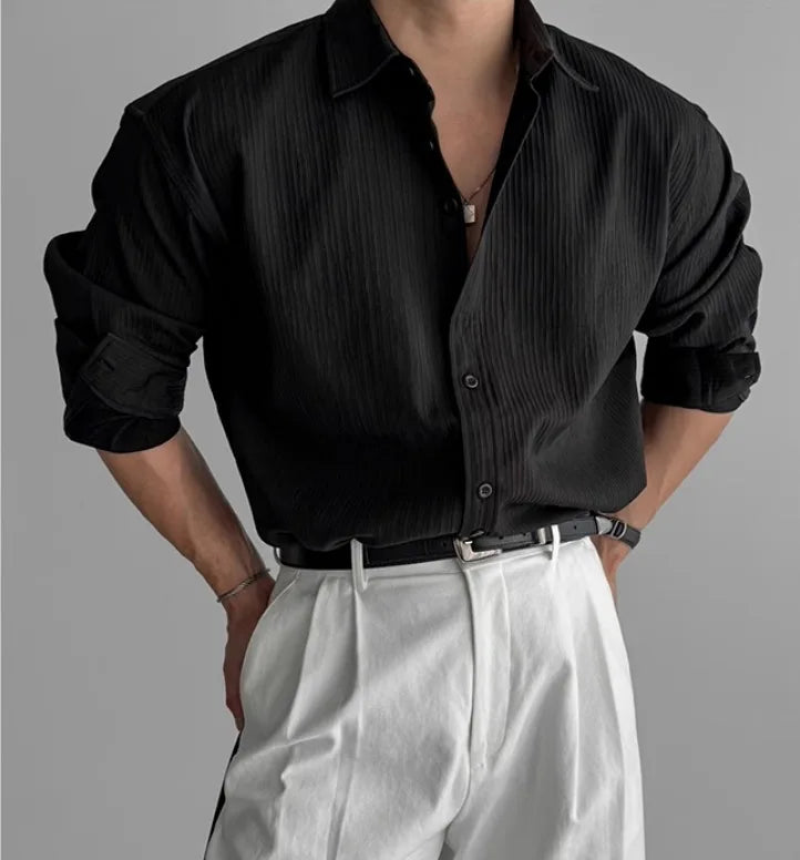 A Must-have Business Casual Shirt for Stylish Men, Men's Wear Made of Textured Fabric High-end Quality Fashionable Men's Shirts
