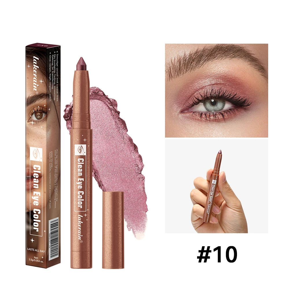 Shimmer Cream Eyeshadow Stick Waterproof Metallic Eye Shadow Crayon Blendable Long Lasting Glitter Eye Brightener Stick Daily Eye Makeup Cosmetic