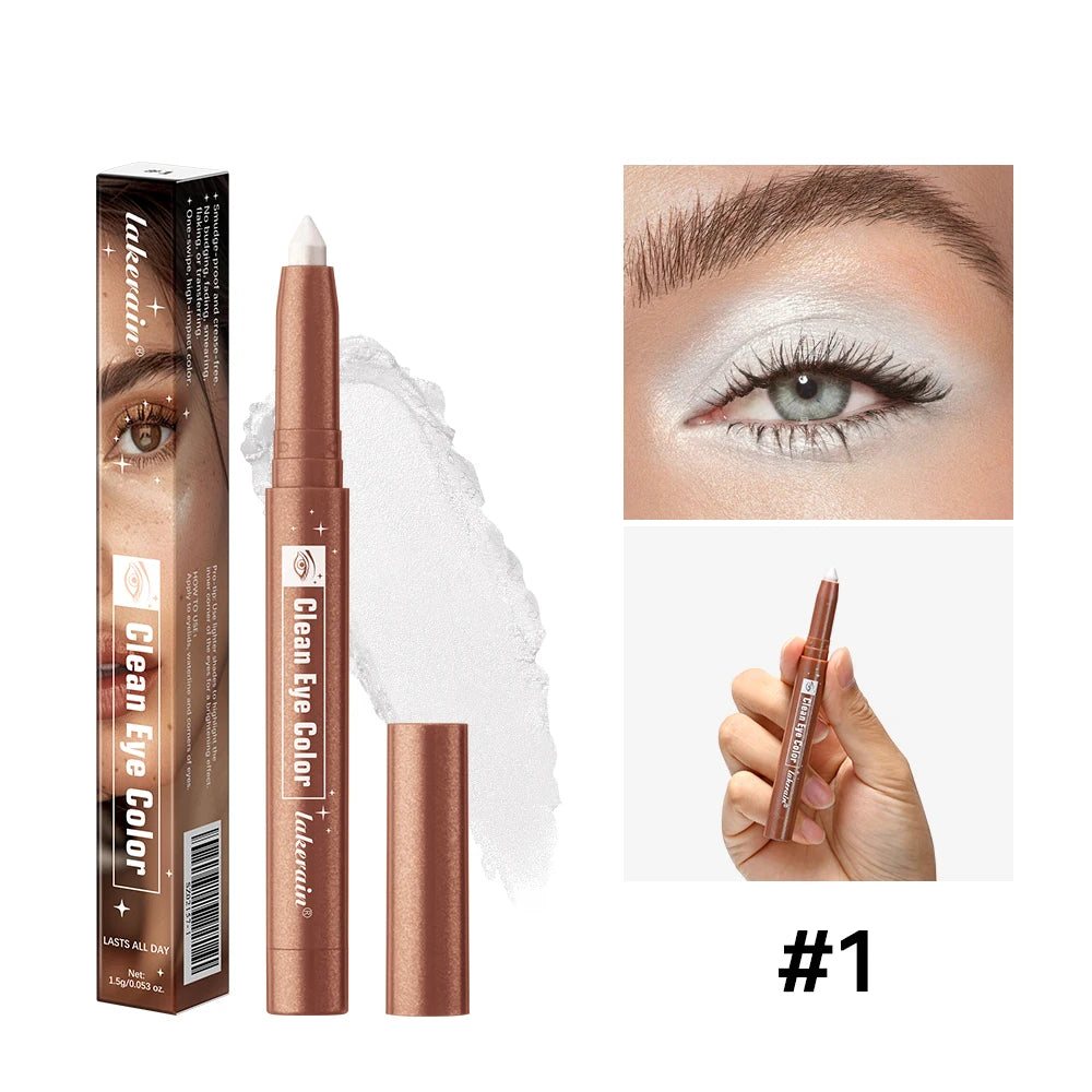 Shimmer Cream Eyeshadow Stick Waterproof Metallic Eye Shadow Crayon Blendable Long Lasting Glitter Eye Brightener Stick Daily Eye Makeup Cosmetic