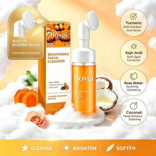 Hoygi Turmeric Brightening Foam Cleanser With Silicone Brush Rose Water