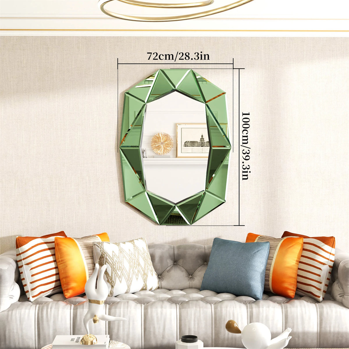 Asymmetrical Mirror Irregular Decorative Wall Mirror with Beveled Diamond Edge for Bedroom Living Room Entryway Hall Accent Mirror