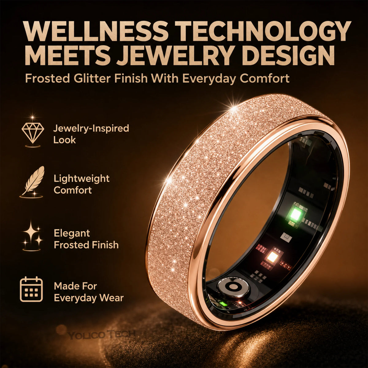 Smart Ring With Body Temperature, IP68 Waterproof Stainless Steel Smart Ring For Couples, Health Tracker Gift For Family Includes A Distinctive Charging Case