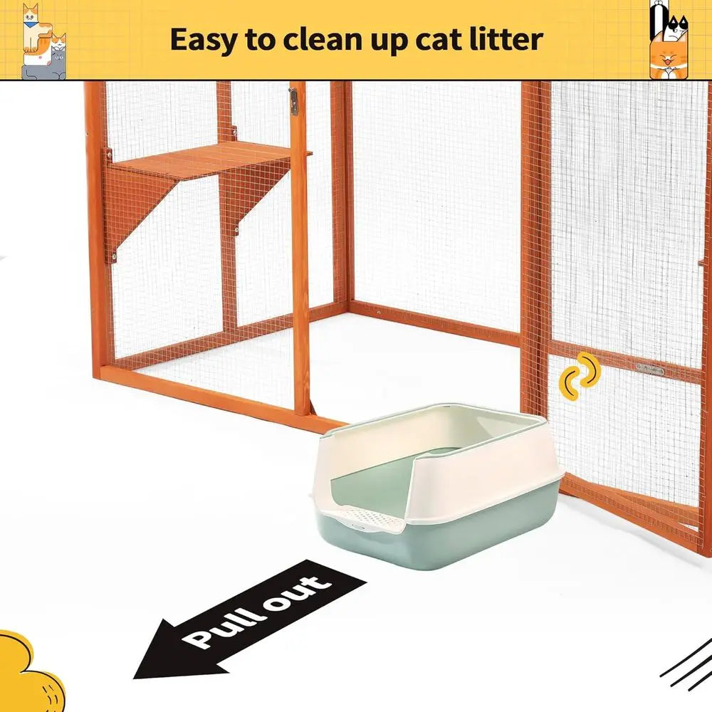 Catio Outdoor Cat Enclosure, 71" Large Catios or Cats Patio, Outside Cat Enclosures, Cattio with Waterproo Roo, Clearance Cat Ca
