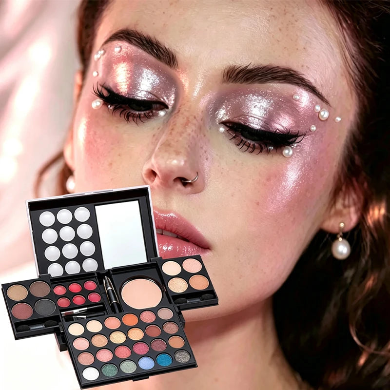 Professional Makeup Kit for Women Full Kit with Mirror, Multi-Functional Makeup Box, Eyeshadow, Blush, Lipstick All in One, Fits The Makeup Well Without Smudging Or Fading, Gifts for Wedding Season And Halloween