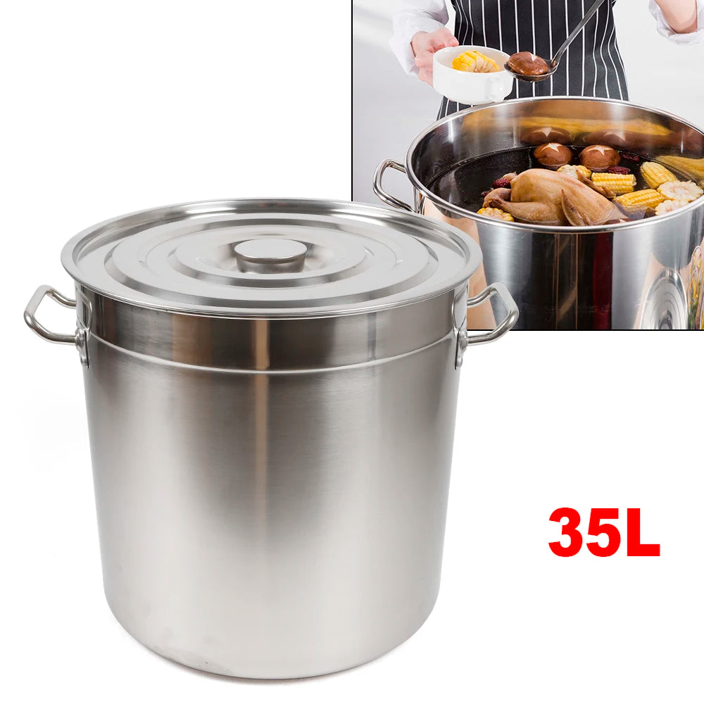 Induction Compatible Stainless Steel Soup Stock Pot With Lid