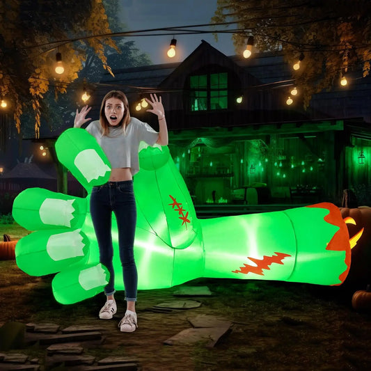 Joyfy Giant Zombie Arm Halloween Inflatable With Built In LEDs