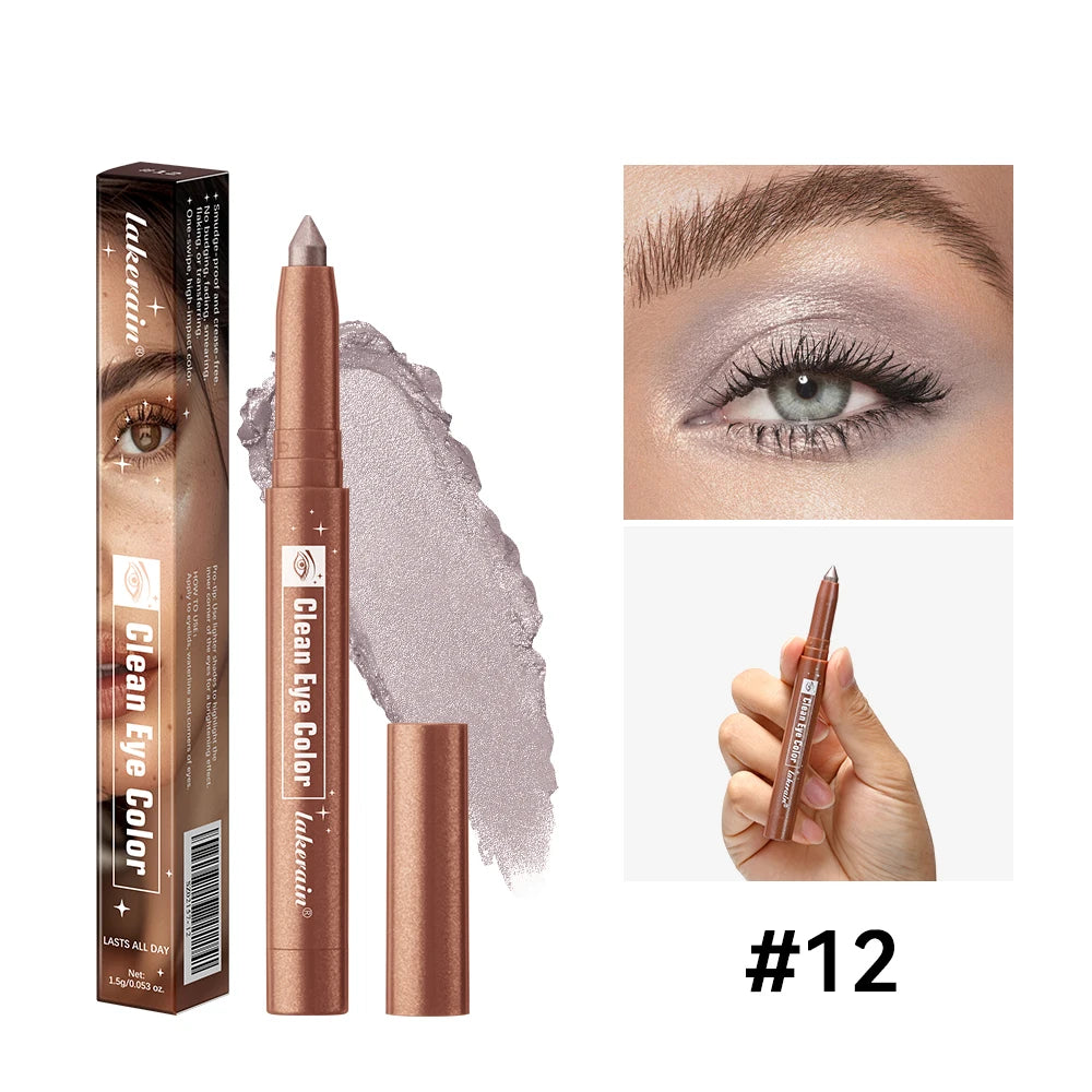 Shimmer Cream Eyeshadow Stick Waterproof Metallic Eye Shadow Crayon Blendable Long Lasting Glitter Eye Brightener Stick Daily Eye Makeup Cosmetic