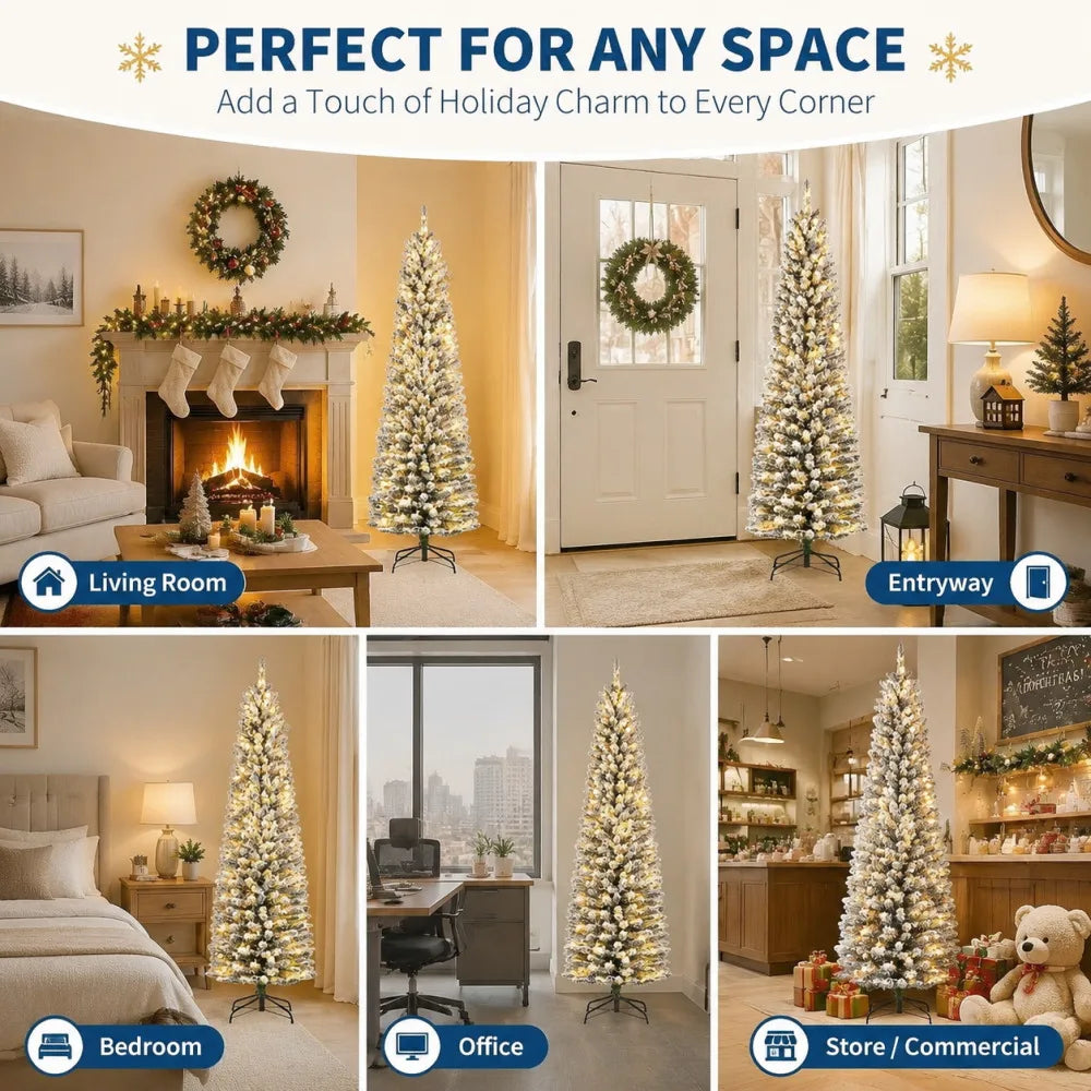 Slim Pre Lit Artificial Christmas Tree With Warm Lights