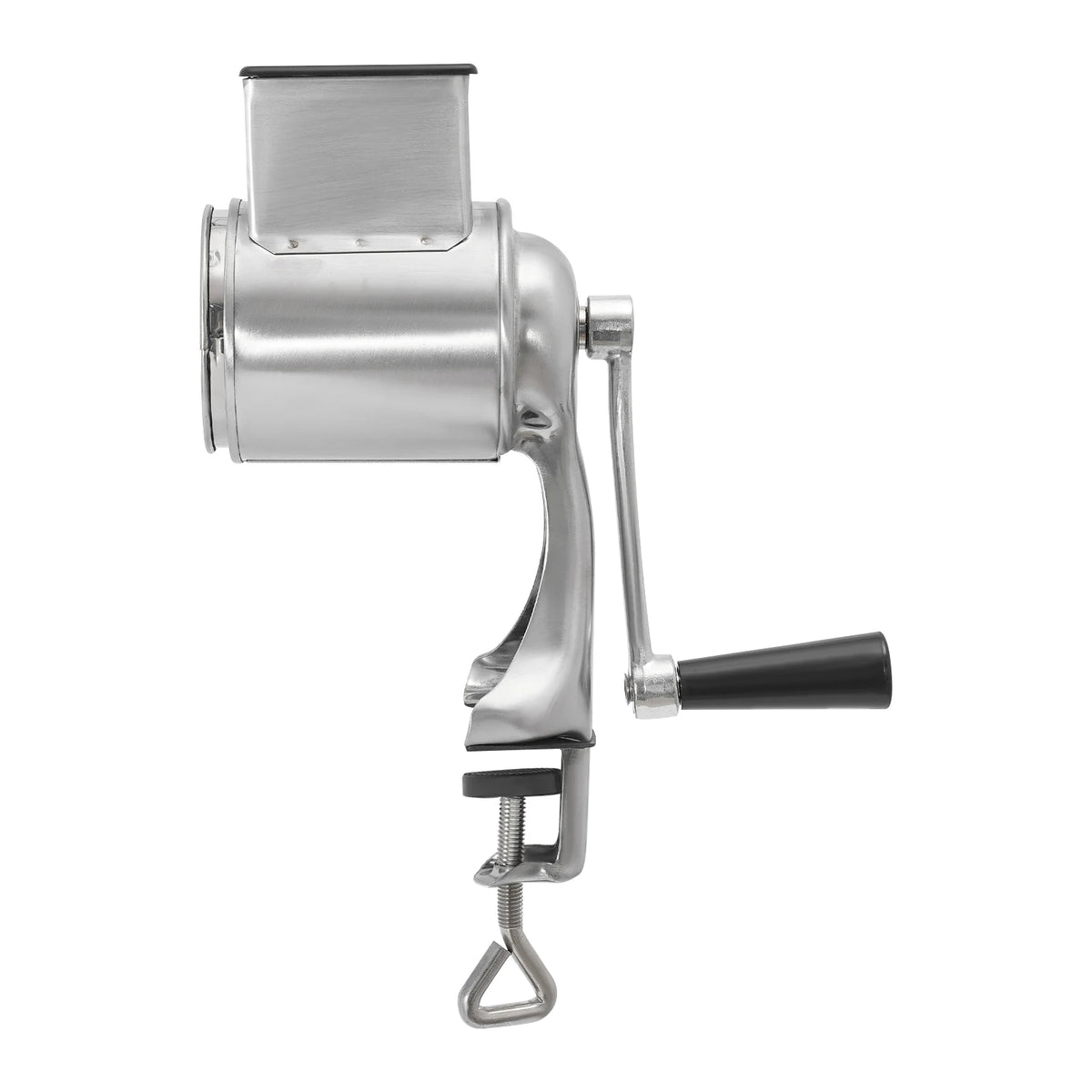 Stainless Steel Rotary Grater, Manual Drum Vegetable Slicer, 5 Interchangeable Blades, Safe Hand Crank Cutter for Potato Onion Carrot Salad