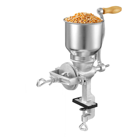 SucceBuy Manual Grain Mill with High Hopper Hand-Crank Corn Grinder with Stable Table Clamp for Grains Spices Coffee Beans Nuts