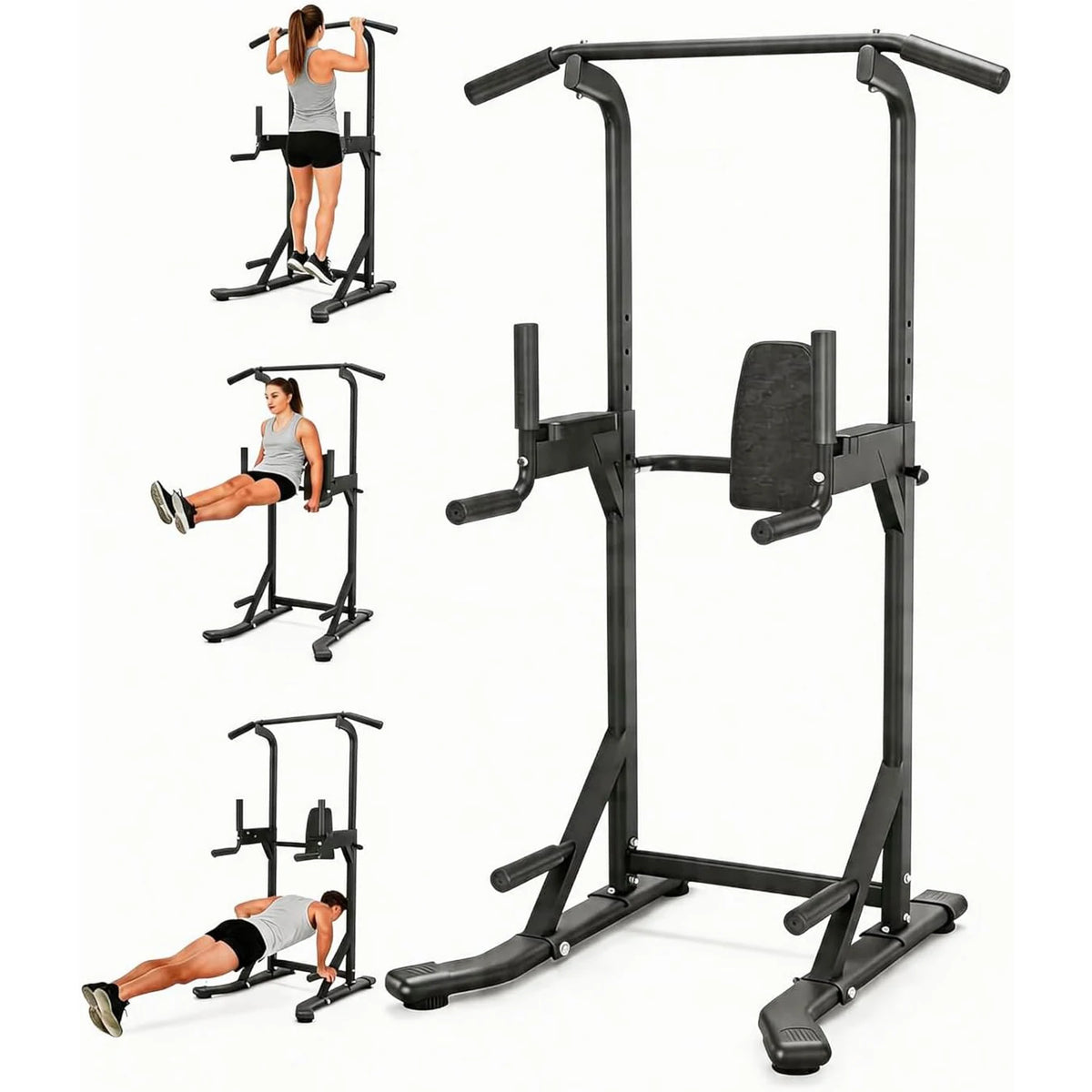 Power Tower Pull Up Bar for Home Gym, 450lbs Heavy Duty Capacity, Multi-Function Dip Station with Adjustable Height, Full Body Strength Training Equipment for Pull-Ups, Dips, Leg Raises, Carbon Steel Fitness Rack