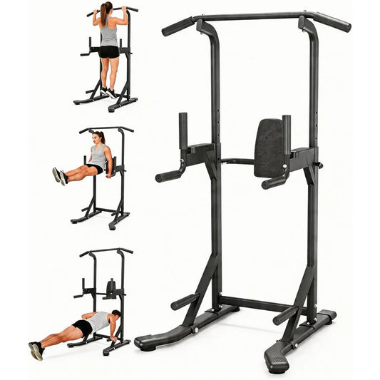 Power Tower Pull Up Bar for Home Gym, 450lbs Heavy Duty Capacity, Multi-Function Dip Station with Adjustable Height, Full Body Strength Training Equipment for Pull-Ups, Dips, Leg Raises, Carbon Steel Fitness Rack