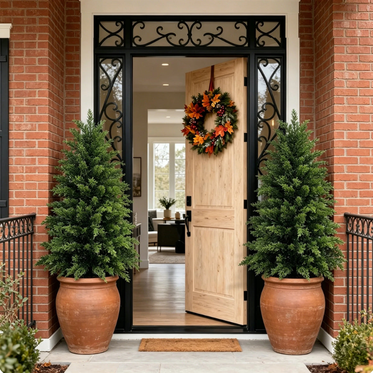 Realistic Artificial Cedar Topiary Trees For Home Garden Decor