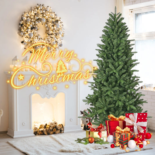 6ft Artificial Christmas Tree, 1168 PE+PVC Mixed Tips Full Lush Hinged Pine, Easy Assembly Holiday Tree with Sturdy Metal Stand for Indoor Decor, Green