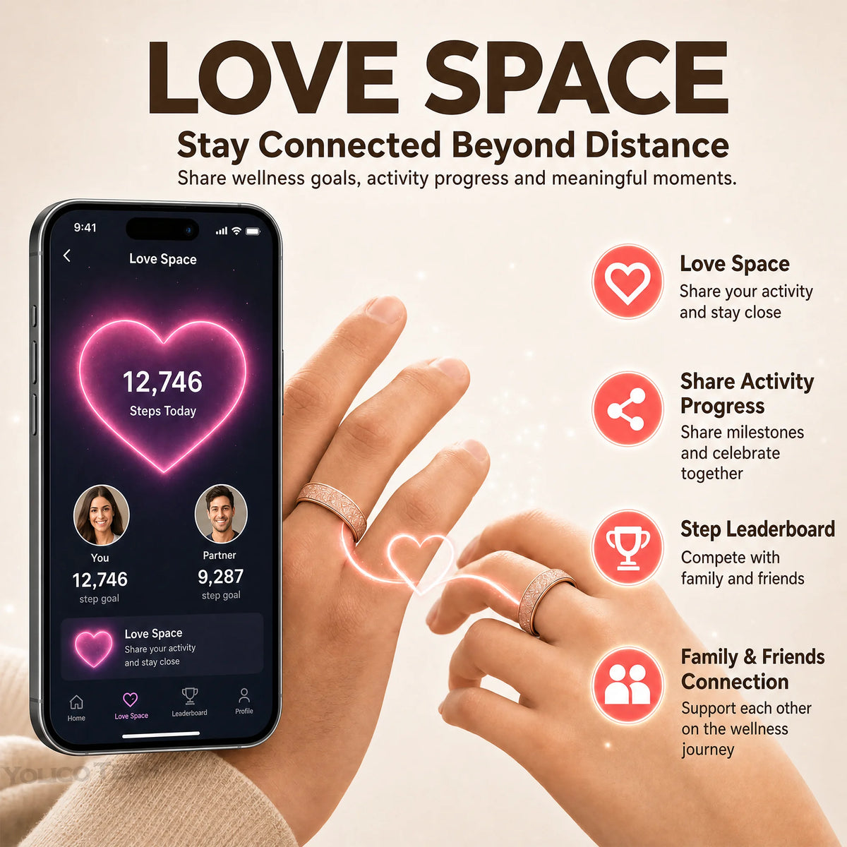 Smart Ring With Body Temperature, IP68 Waterproof Stainless Steel Smart Ring For Couples, Health Tracker Gift For Family Includes A Distinctive Charging Case
